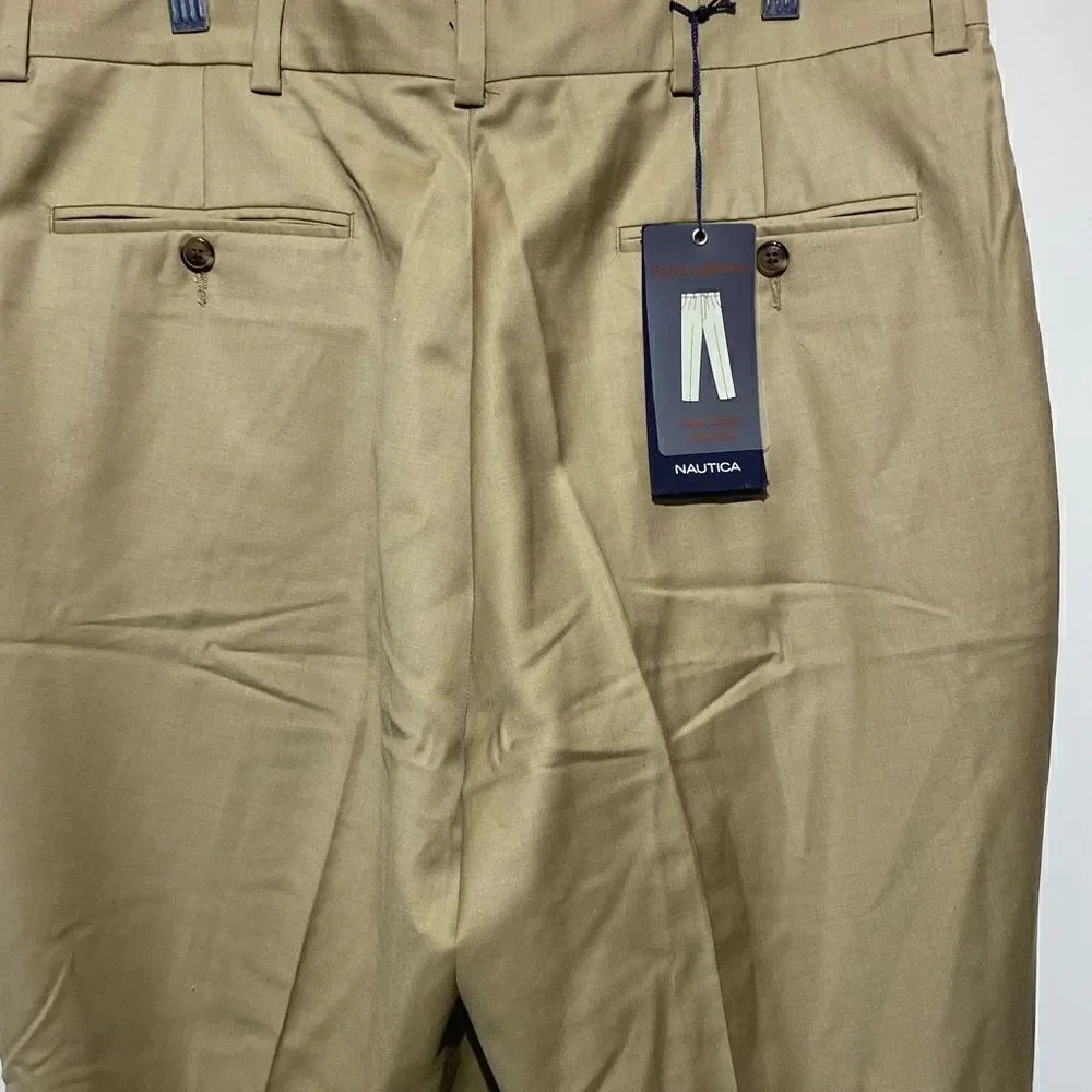 Nautica Women's Khaki Button‎ Zip Wool Chino Pants Size 36